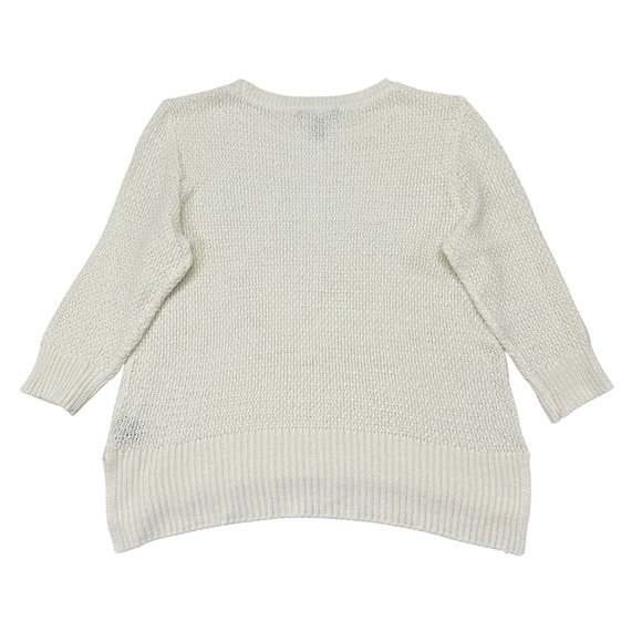 Lauren Ralph Lauren Sweater Womens XL Cream Knit Ribbed Hem Pullover Linen Blend - Picture 2 of 8